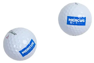 Golfboll med Mercus logotyp