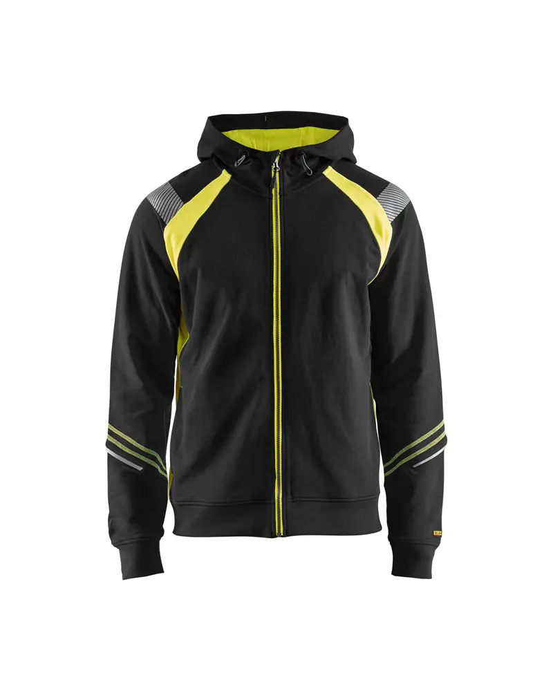 Hoodtröja Hel Zip 3433-1158 Svart/Gul