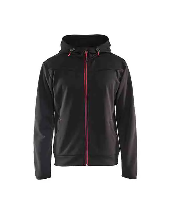 Hoodtröja Hel Zip 3363 Svart/Röd